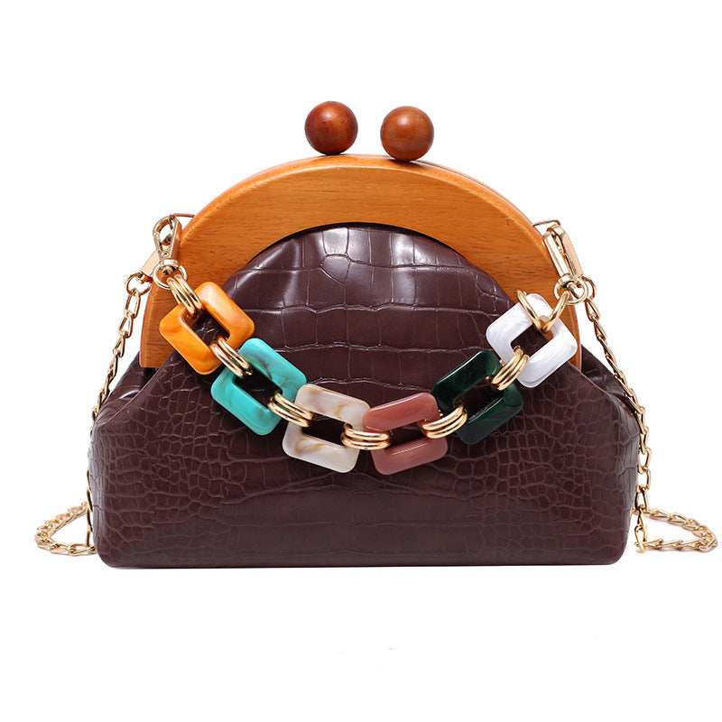 Bags Women'S Trendy Fashion Art Fan Guofeng Bags Ethnic Chain Bags Portable Wooden Pu Women'S Bags Bags Women'S Trendy Fashion Art Fan Guofeng Bags Ethnic Chain Bags Portable Wooden Pu Women'S Bags